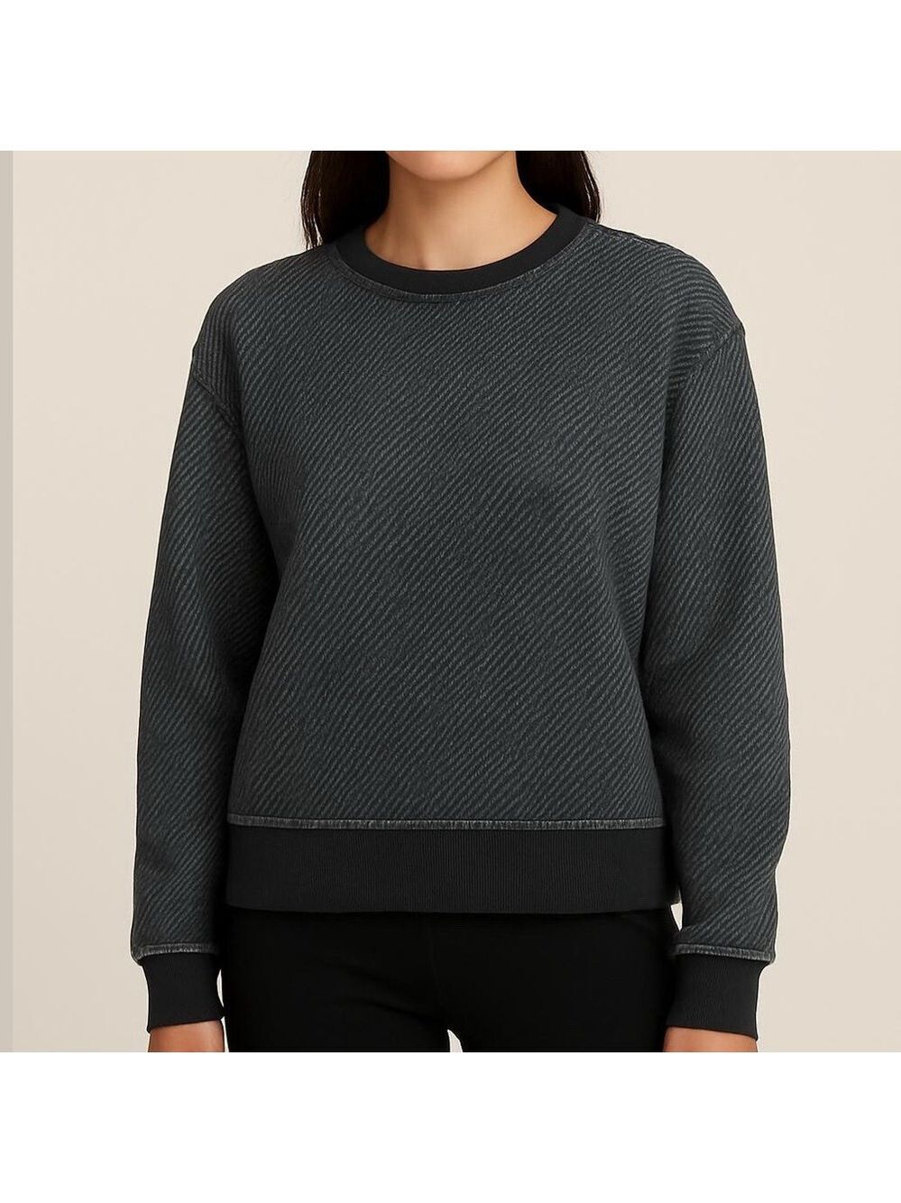 T by ALEXANDER WANG French terry sweatshirt crewneck cropped black size medium